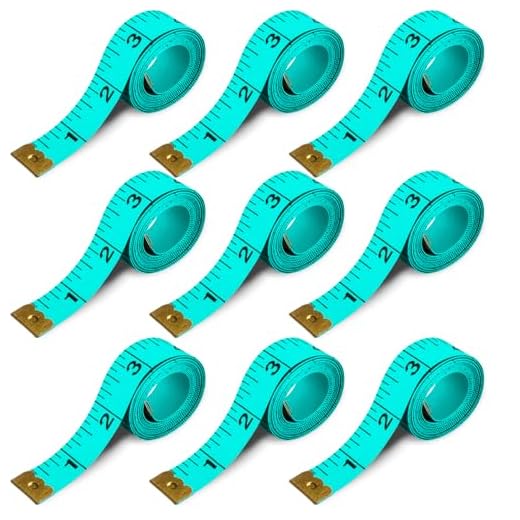 Tape Measure Body Measuring Tape 9 Pack Soft Fabric Measuring Tape for Sewing Cloth Measurement,Double Scale Tailor Ruler for Weight Loss (Green)