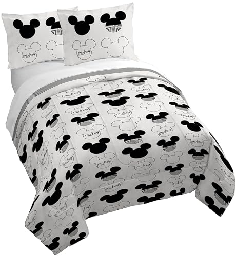 Jay Franco Kids Duvet Cover Set with Sham & Pillowcase Ultra-Soft Bedding for Room Decor Cover ONLY Comforter NOT Included White - Mickey Mouse 3 Piece Queen