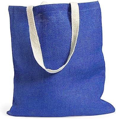 BLUECHOLON Grand sac fourre-tout en toile unie pour femme avec poignées - Sac de courses réutilisable en toile de jute de 240 g/m² et poignées en coton - Couleurs disponibles, rouge, 38x42