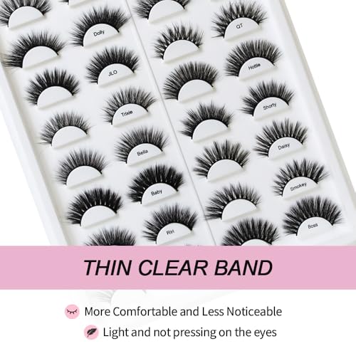 AKARA Ciglia Finte Naturali 16 Paia 3D Ciglia Finte False Eyelashes Visone Artificiale (16pairs-Mix)