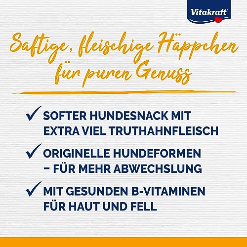 Vitakraft Noshies, Hundeleckerlie, mit hochwertigem Truthahnfleisch, ideal zum Verwöhnen, Vitamine für Haut und Fell (1x 90g) (Packung mit 2)