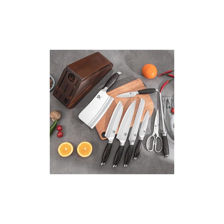WILDMOK-9-Pcs-Knife-Block-Set-Kitchen-Knife-Set-with-Block-Wooden-German-Stainless-Steel-Sharp-Chef-Knife-Set-with-Bone-Chopper WILDMOK 9 Pcs Knife Block Set, Kitchen Knife Set with Block Wooden, German Stainless Steel Sharp Chef Knife Set with Bone Chopper