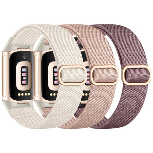 Epova Compatible with Fitbit Charge 6 Strap - Fitbit Charge 5 Strap for Women Men Waterproof Soft Elastic Nylon Sport Replacement Bands for Charge 5/ Charge 6 Fitness Tracker Accessories