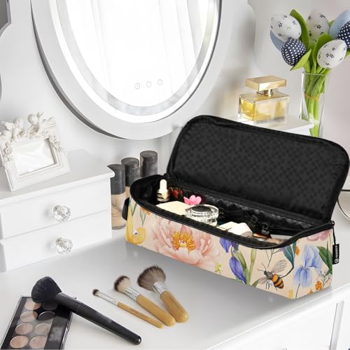 Bolsa de Viaje para Herramientas de Cabello con Alfombrilla Resistente al Calor Doble Capa para Planchas de Pelo, Alaciadoras y Rizadores, Diseño Floral Estival miniatura 7