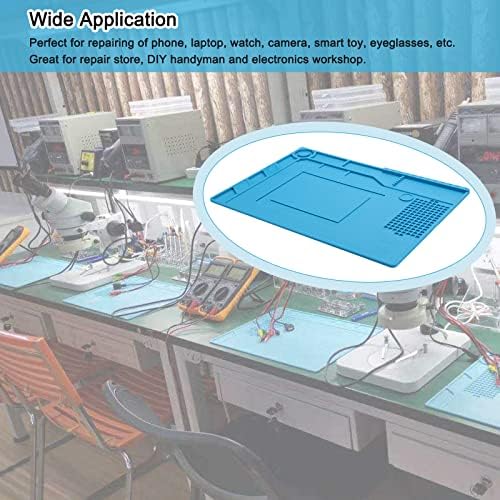 WiMas Silicone Soldering Mat, Magnetic 500 Heat Resistant Insulation Non-Slip Silicone Repair Mat Electronics Repair Pad Work Repair Mat for Welding and Soldering Station, 389mm x 269mm, Blue