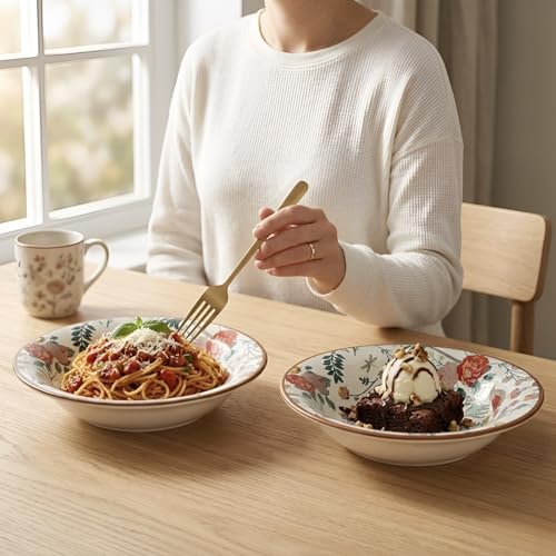 Image of SNS Palm Jumeirah Pasta Serving Bowl | Premium Salad, Soup & Snacks Bowl | Semi-Matt Finish Dinnerware for Oats Pasta Fruits & Desserts | Tableware for Gifting (Palm Jumeirah Pasta Bowl, 1 Piece)