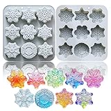 Snowflake Ice Cube Mold, 9-Cavity Christmas Snowflake Silicone Mold, Snow Ice Cube Tray for Chocolate, Candy, Ice Cubes, Soap, Candle, Wax Melt, Perfect for Christmas Holiday Party Baking