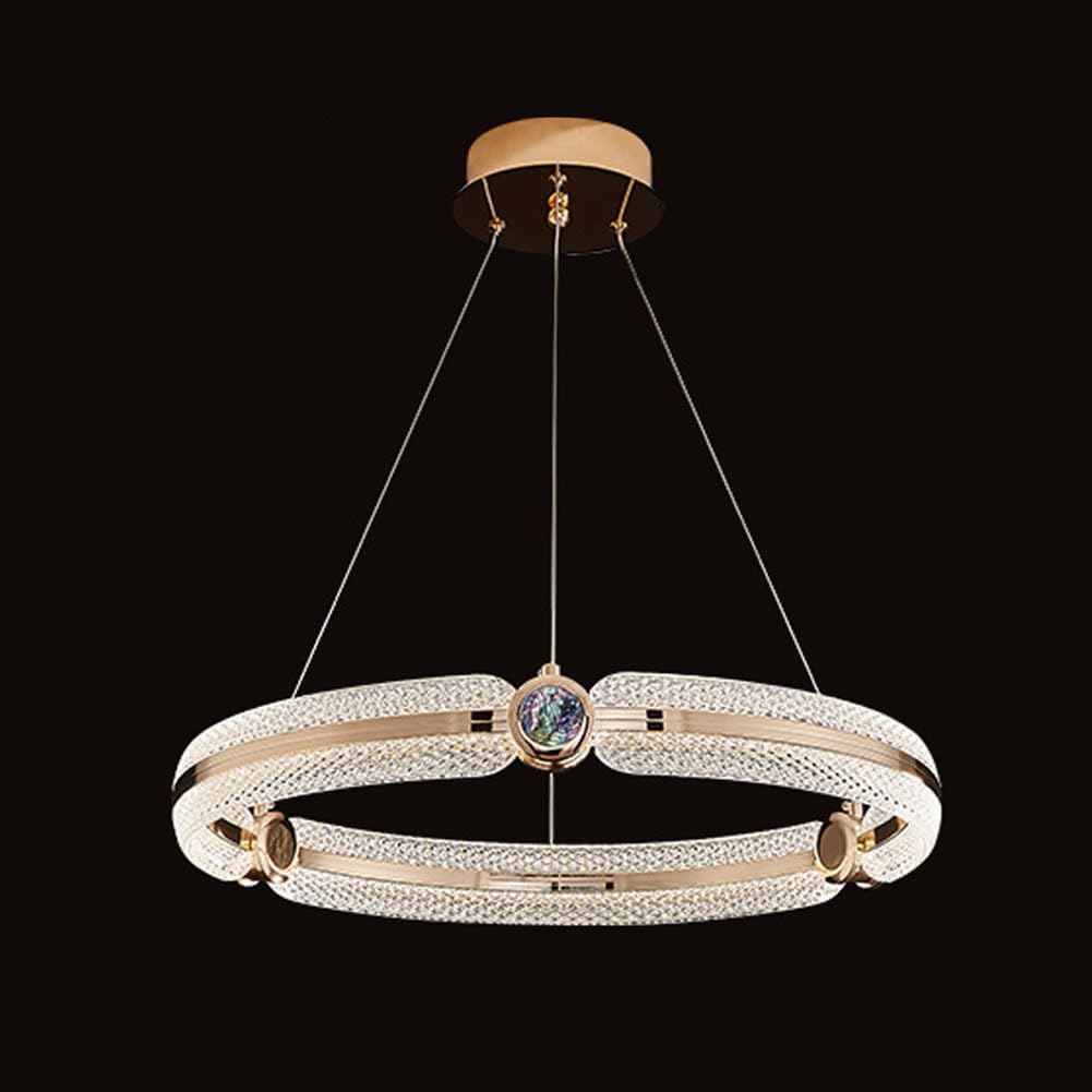 HXYSXHJUO Scandinavian light luxury crystal chandelier, picket gold belt for dining room living duplex staircase bedroom study lamps and lanterns,Gold,50cm