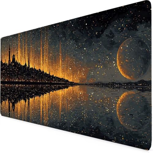 Tapis de souris XXL lune grand format pour setup gaming et bureau