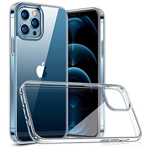 Naviurway iPhone 12 Pro Max 用 6.7インチ ケース 2020 新型 ガラスケース 強化ガラス＋TPUバンパー 【 硬度9H背面 薄型 全透明 黄変防止 】 耐衝撃 Qi充電対応 衝撃吸収保護ケース クリア