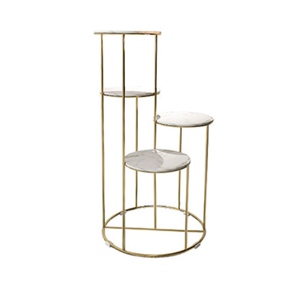 Flower Stand Indoor Container Supports Flower Pot Shelf Nordic Modern Metal Plant Stand Marble Decorative Rack Plant Display (Color : Gold four layers, Size : 40 * 40 * 110cm)