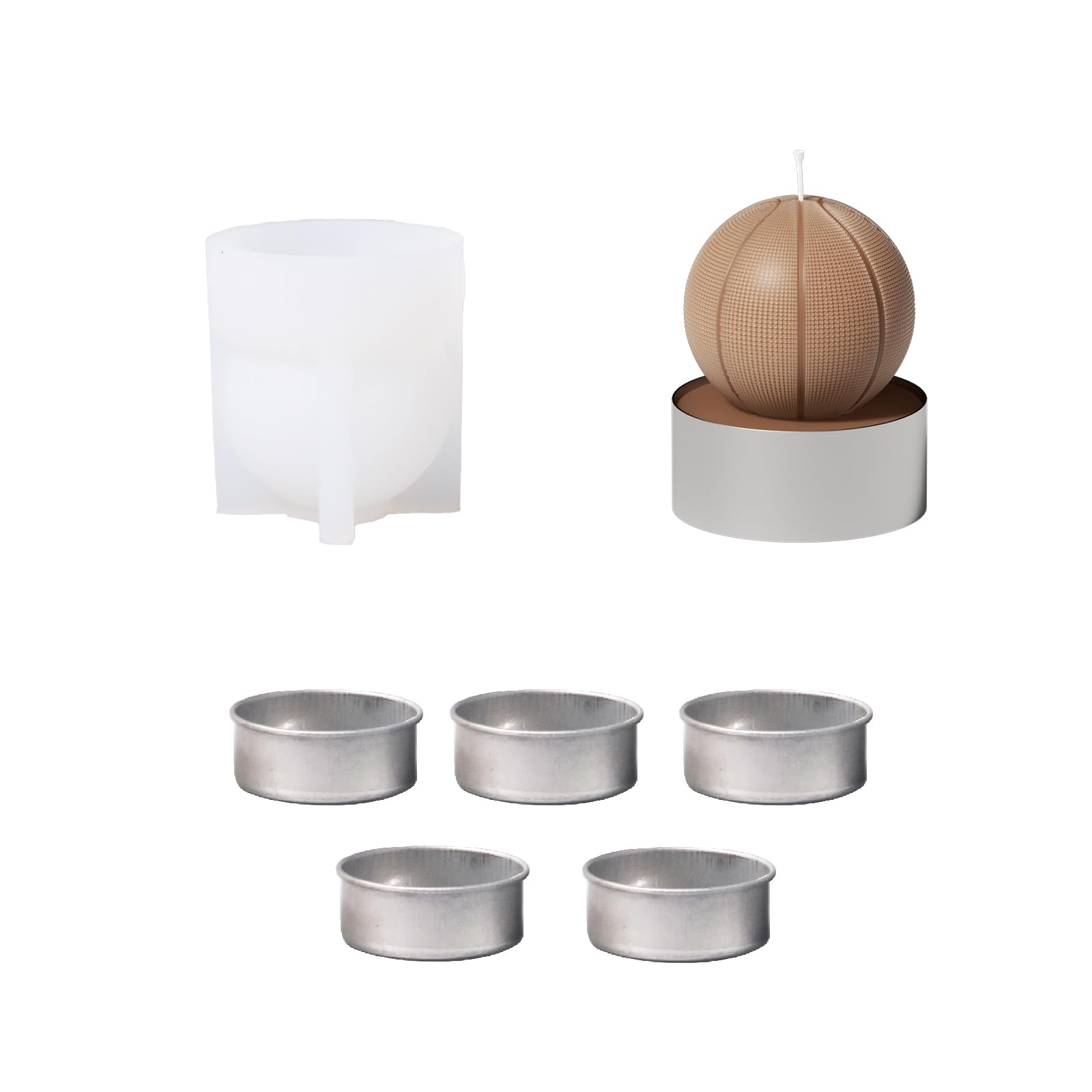 BOOWAN NICOLE Basketball Tealight Candle Silicone Molds for Candle Making, Silicone Candle Moulds for Handmade DIY Home Decoration Games (LZ0703)