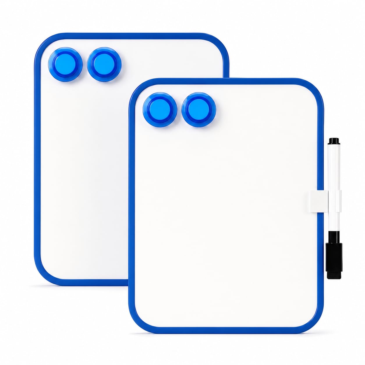 2 Pack Small Dry Erase Board with Erasable Markers and Magnets(Blue)