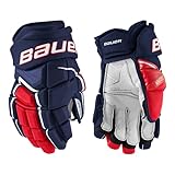  Bauer S21 Supreme Ultrasonic - Guantes de hockey sobre hielo (intermedios), color azul marino, rojo y blanco