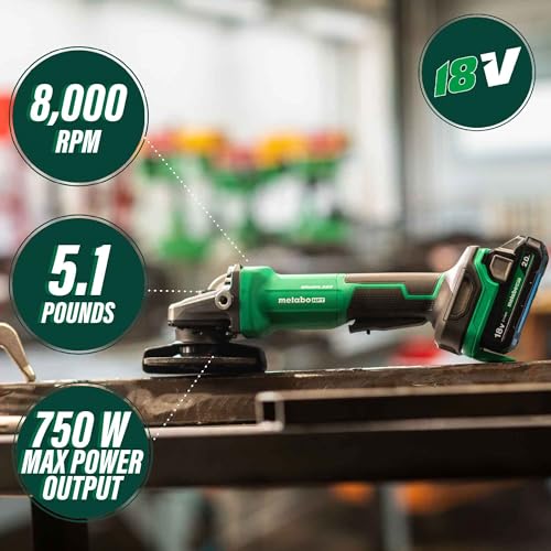 Metabo HPT 18V MultiVolt 4-1/2" Paddle Switch Angle Grinder, Cordless Power Angle Grinder, High Speed 750W Motor, Safety Paddle Switch, Anti-Vibration Side Handle, Tool Body Only, G1812DFQ4 - Image 3