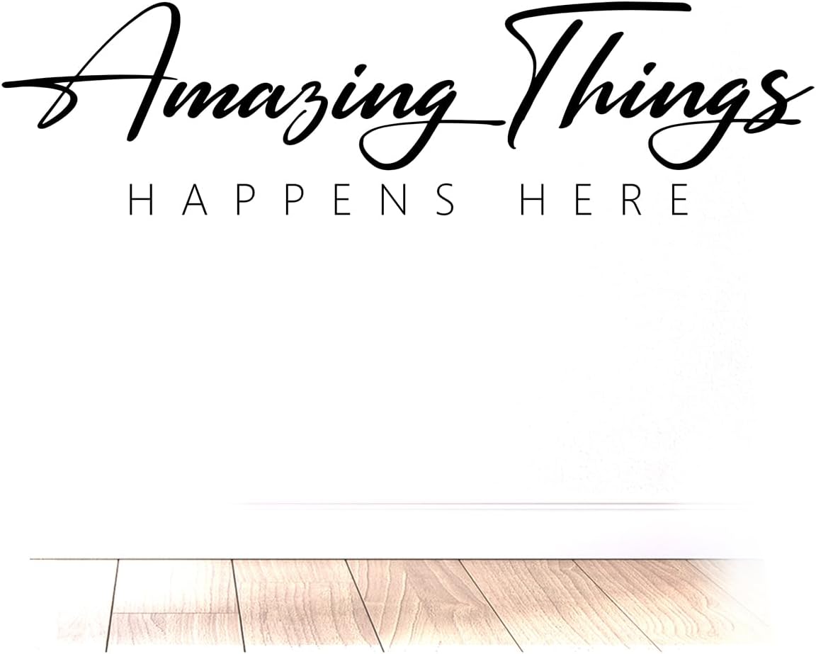 Amazing Things Happens Here Decal - Office Wall Decor - Inspirational Office Quotes - Home Office Decor - School Hallway WallArt, Modern Church, Waiting Room Vinyl