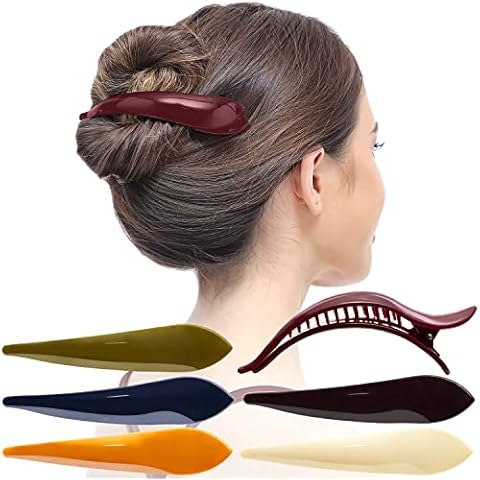 RC ROCHE ORNAMENT 6 Pcs Womens Hair Clip Professional Styling Sectioning Inner Teeth Curve Durable Alligator Duck Bill Jaw Strong Secure Grip Salon, Small Classic Multicolor Cover
