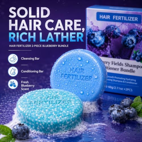 Blueberry Fields Shampoo & Conditioner Bundle，Blueberry Organics shampoo bar for Hair Growth - Strengthening, Thickening & Volumizing — view 5