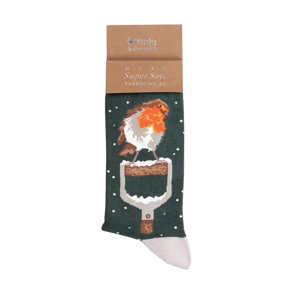 Wrendale Designs by Hannah Dale - The Little Red Robin - Mens Christmas Theme Socks - One Size