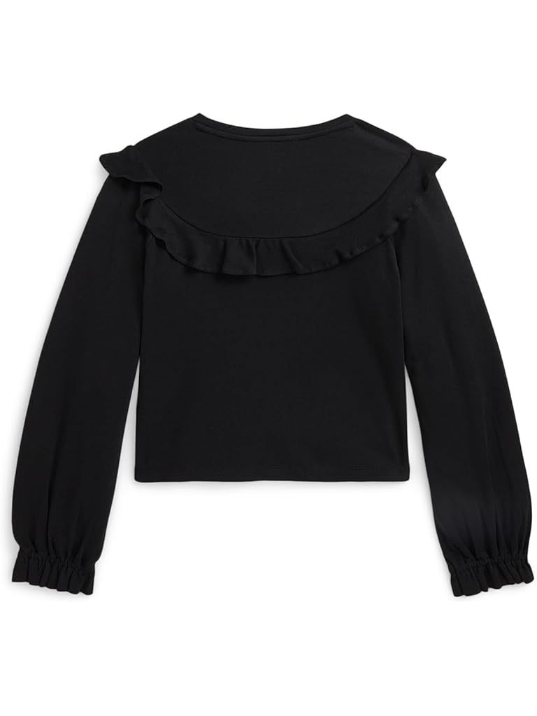 Black Polo Ralph Lauren Ruffled Cotton-Modal Top (Big Kid)
