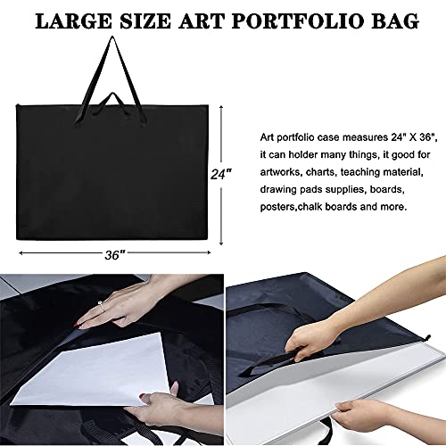 Vikyel Large Size Art Portfolio Tote With Nylon Shoulder, Art Portfolio Case 24 X 36 Inches, Poster Board Storage Bag, Drawing Painting Sketch Bag For Student Art Work Portfolio And Artist #TOP1