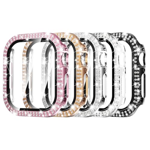 Simpeak 5-Pack Women Bling Screen Protector Case Compatible with Apple Watch 38mm 40mm 41mm 45mm Series 11 42mm 46mm Screen Case Compatible with iWatch Series 11 10 9 8 7 6 5 4 3 2 1 (46mm)