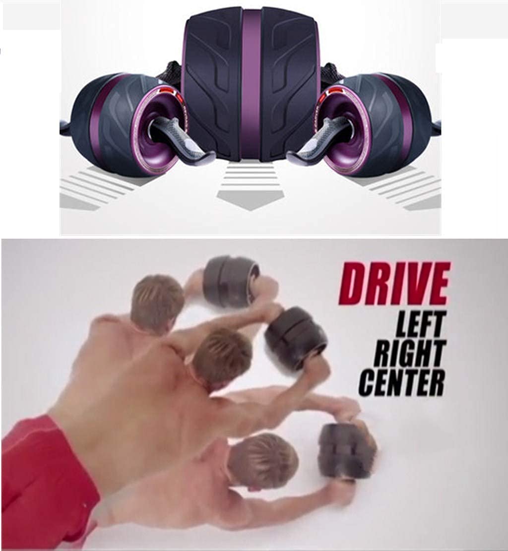 Rolki koła brzucha z automatycznym odbiciem kółka do ćwiczeń antypoślizgowe uchwyty fitness trening dom siłownia sprzęt do ćwiczeń do budowy mięśni (fioletowy)