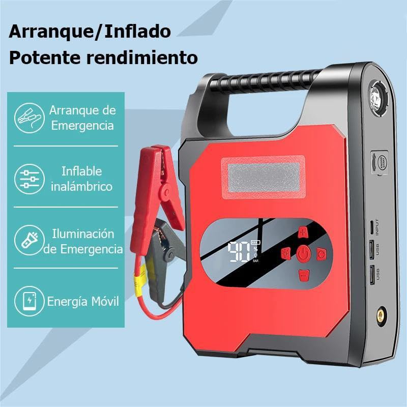 Booster Batterie Voiture 3000A, Portable Jump Starter à Essence Jusqu'à (Jusqu’à 8.5L Essence/8.0L Gazole), 32000mah Booster Batterie Voiture avec Fonction de Gonfleur, Lampe à LED, 12V