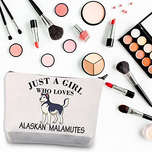 PLITI Alaskan Malamute Gift Alaskan Malamute Dog Mom Makeup Bag Just a Girl Who Loves Alaskan Malamutes Travel Pouch (Girl Loves Malamutes) - Image 4