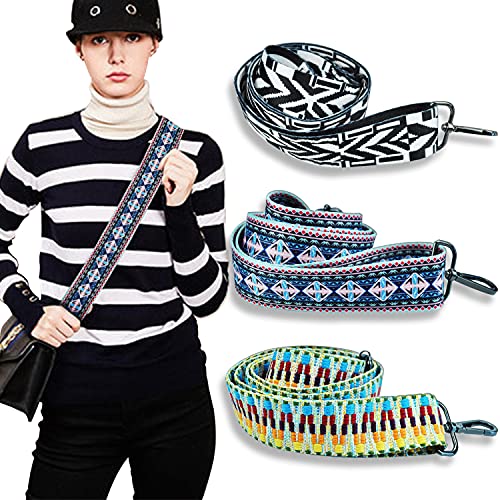3 Stück Taschengurt Boho Verstellbar Schulterriemen für Taschen 78-140cm...