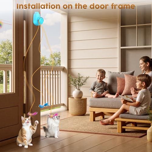 Image of Interactive Cat Toys for Indoor Cats - Automatic Flying Bird Feather & Mouse Wand Enrichment Toy, Hands-Free or Handheld USB-Rechargeable Safe Play Chase Exercise for Bored Kittens and Adult Cats