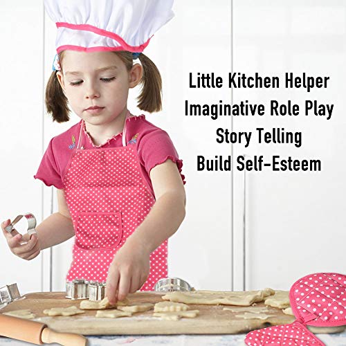 NIWWIN Chef Set Kids Aprons, 11 Pieces Children Cooking Play Kitchen Waterproof Baking for Girls Gift - Image 6