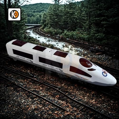 Image of K D Vande Bharat Express Train Toy - Battery Operated with Bump & Go Action, Music & 3D Flashing Lights | Big Size 41cm Educational Toy for Toddlers, Boys & Girls (Ages 3+) (White)