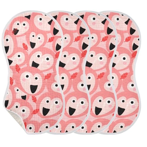 Cartoon Cute Animal Pink Cotton Burp Cloths Baby Good Absorbent Baby Burp Rags for Set of 2, 22x11in3