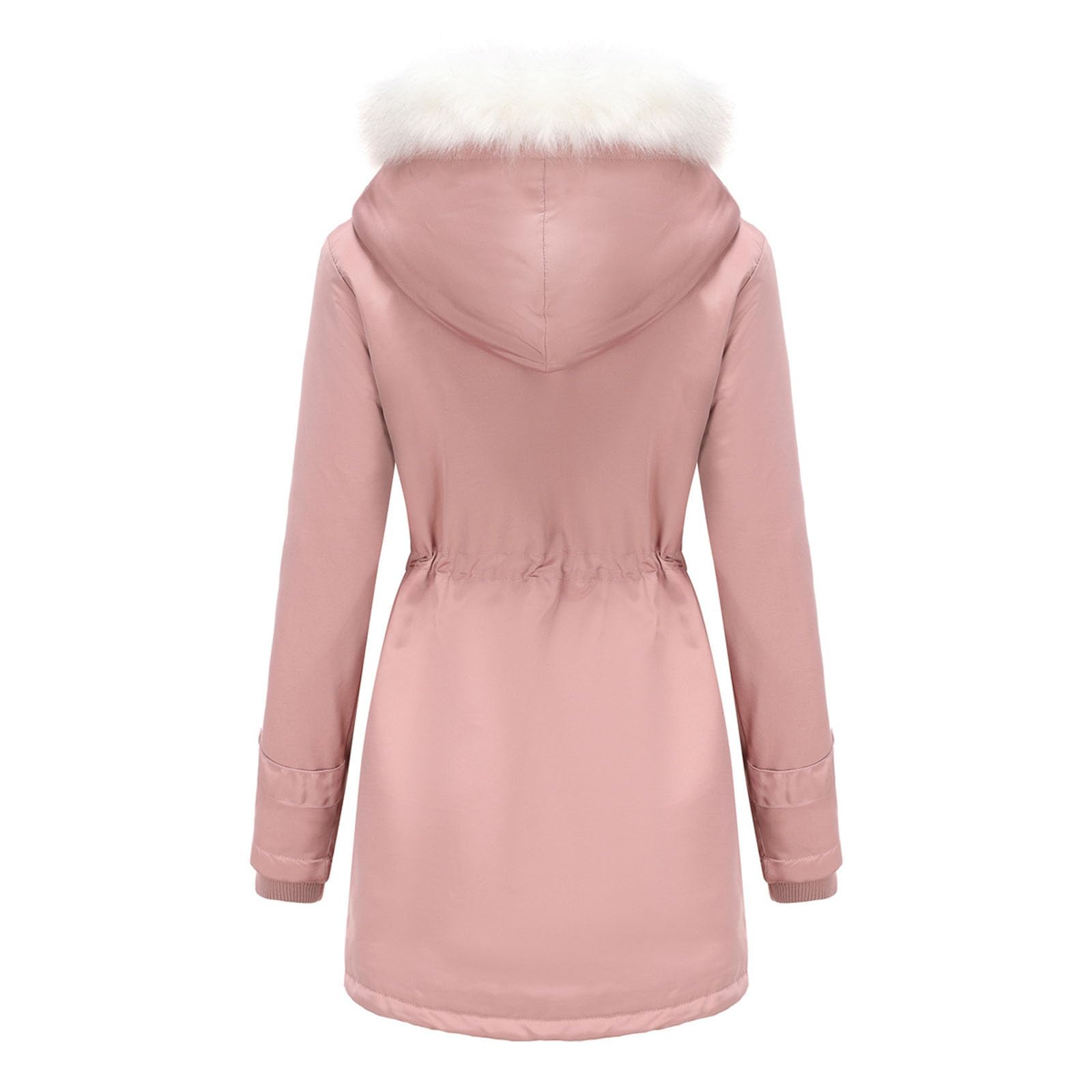 Saymany Damen Winterparka Wintermantel Warme Winter Jacke Lange Mäntel Einfarbig Winterjacke mit Kapuze Windbreaker Gefüttert Teddyfell Dicker Fleecejacke Mode Outdoorjacke Slim fit Winterparka
