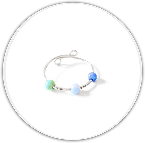 MoonliDesigns Anxiety Ring Anti Stress Relief Fidget Worry Ring Adjustable Triple Opal Beads Spinner Ring Sterling Silver (12)