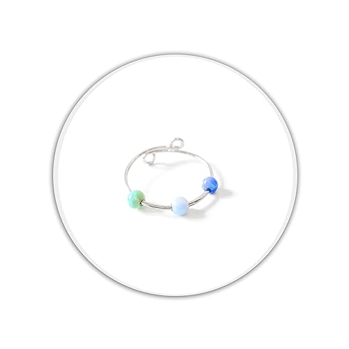 MoonliDesigns Anxiety Ring Anti Stress Relief Fidget Worry Ring Adjustable Triple Opal Beads Spinner Ring Sterling Silver (12)