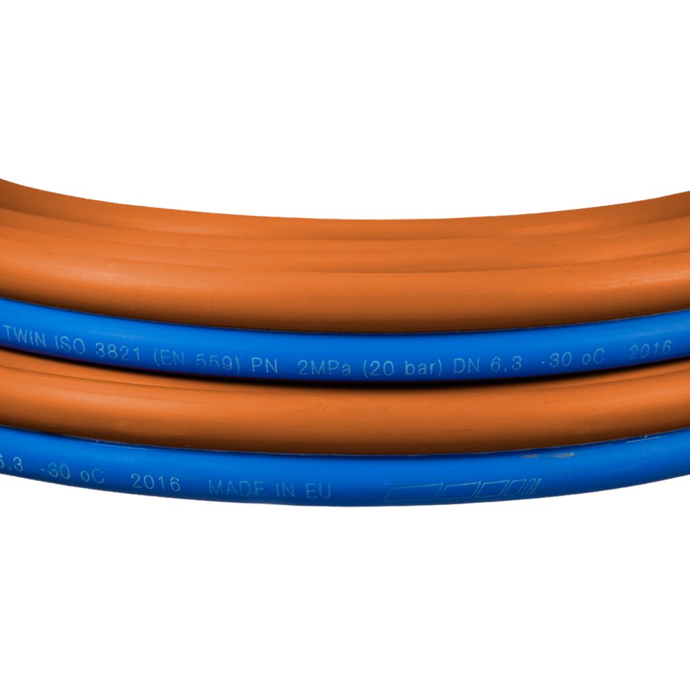 Zwillings Autogenschlauch (dick) 16/16 Propan/Sauerstoff, 5, 10, 15, 20, 25, 30, 40, 50 m (Länge 20 Meter)