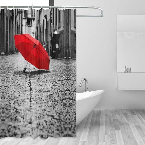 Rideau de douche imperméable chic motif rouge pour hôtel et maison - 3