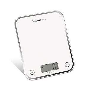 Moulinex BN5000 Optiss, Bilancia da cucina, vetro temperato resistente, funzione liquid, Bianco