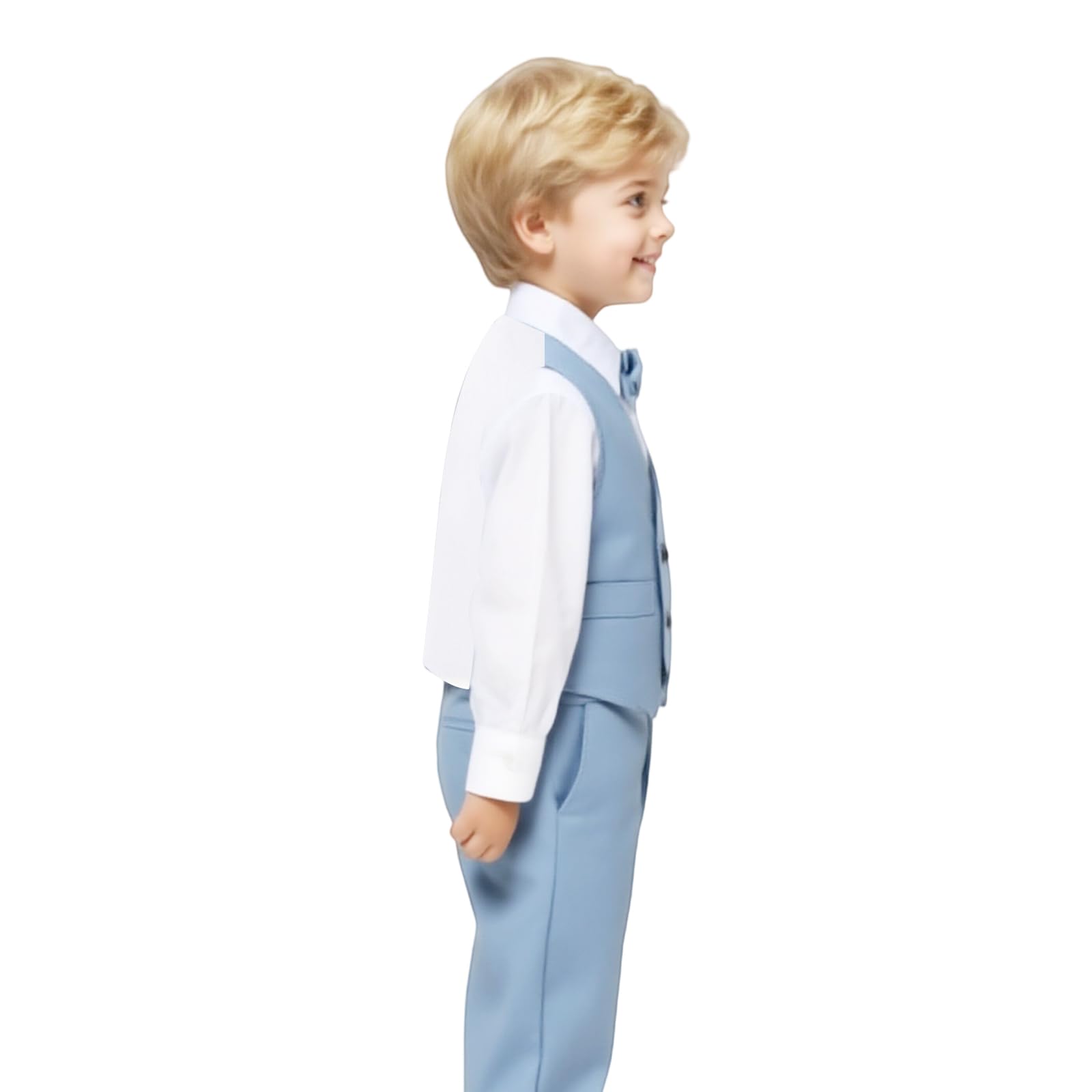 Ensemble de costume formel 2 pièces pour tout-petit garçon avec chemise et gilet, costumes de gentleman pour garçons, tenues de mariage
