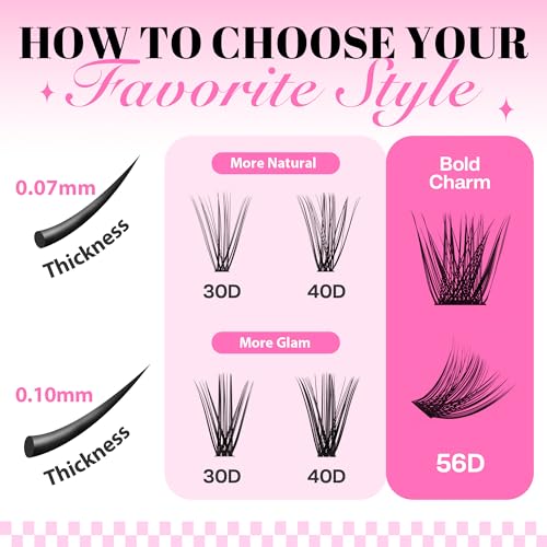 Image of CALAILIS Lash Clusters 168Pcs D Curl Individual Lashes 56D-10-16Mix Cluster lashes Natural Look Eyelash Clusters Super Thin Band and Soft DIY Lash Extension at Home (56D-10-16MIX)