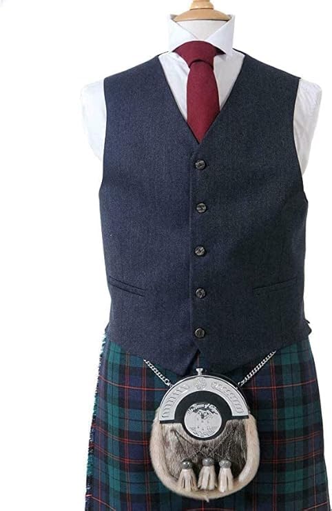 New Man's Scottish Prince Crail Kilt Jacket Midnight Blue Scottish Wedding Dress2
