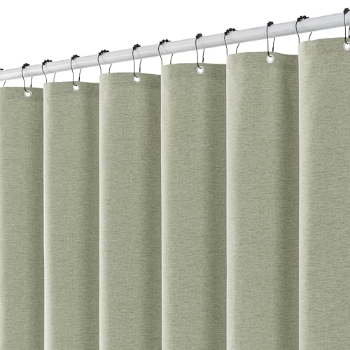 Rideau de douche de luxe en polyester aspect lin épais vert 240 x 200 cm