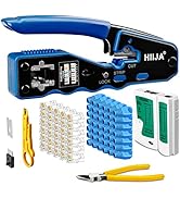Hiija RJ45 Crimper, RJ45 Crimp Tool Pass Through Cat5 Cat5e Cat6 Crimping Tool Kit for RJ45 Regul...