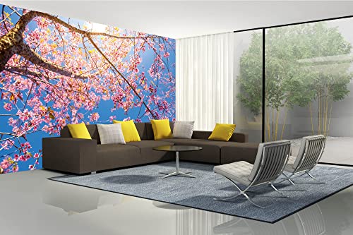 DIMEX LINE Non-Woven Photo Wallpaper Tree with Pink Blossom 375 x 250 cm - Non-Woven Wallpaper, Wall Mural, Wall Art - Wallpaper for Living Room, Bedroom, Office, Kitchen