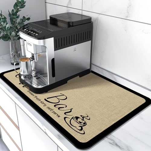 Alfombrilla Cafetera Antideslizante,Escurreplatos Absorbente y de Secado Rápido Alfombrilla de Goteo para Mostrador de Encimera Cocina y Cafetera (43x80cm)