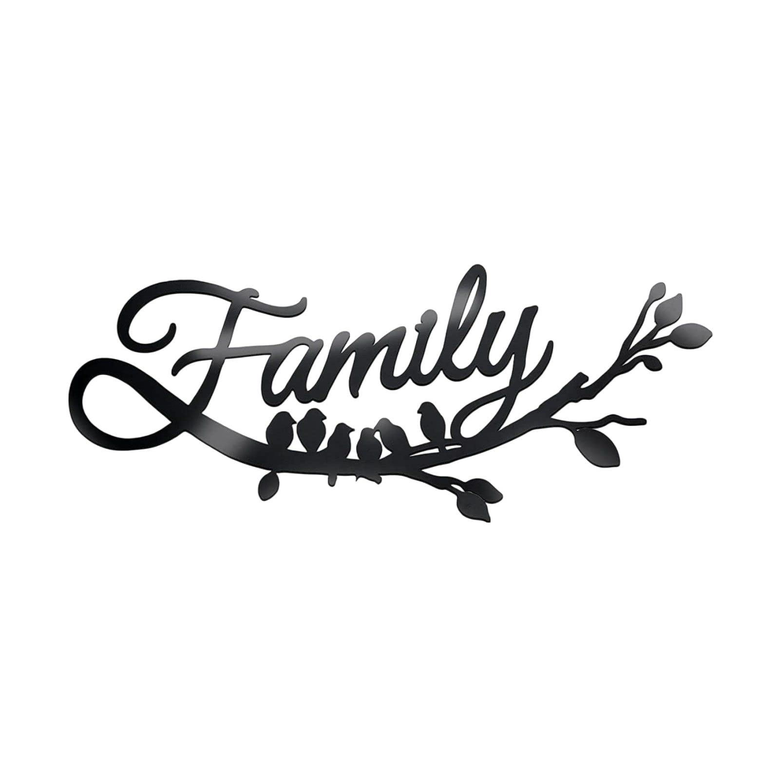 BGJJGT Metal Wall Art Black Metal Wall Decor, 17in Iron Bird Home Decor Wall Art Rustic Hanging Family Word Sign Country Home Decor for Home Dining Room Kitchen Door Decor