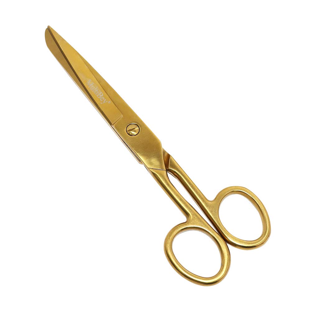 MultiBey Scissors Straight Recycled Stainless Steel 7" Copper Gold Multipurpose Fabric Leather Arts and Crafts Paper Shears Heavy Duty