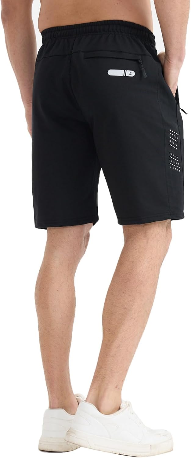 FizzPop Mens Shorts Casual Gym Athletic Workout Running Sweat Cotton Stretch Shorts with Zipper Pockets Basketball Tennis